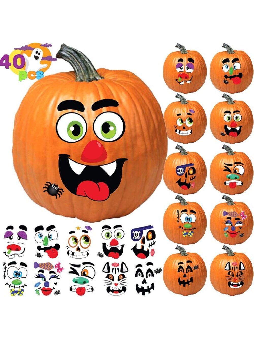 🎃12 Different Designs Orange Halloween Decorating Stickers Party Favors